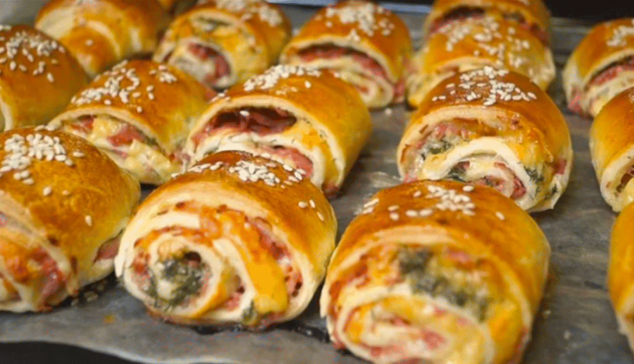 Швидкі рулети з листового тіста з Шинкою і Сиром! Виходять смачні та ситні