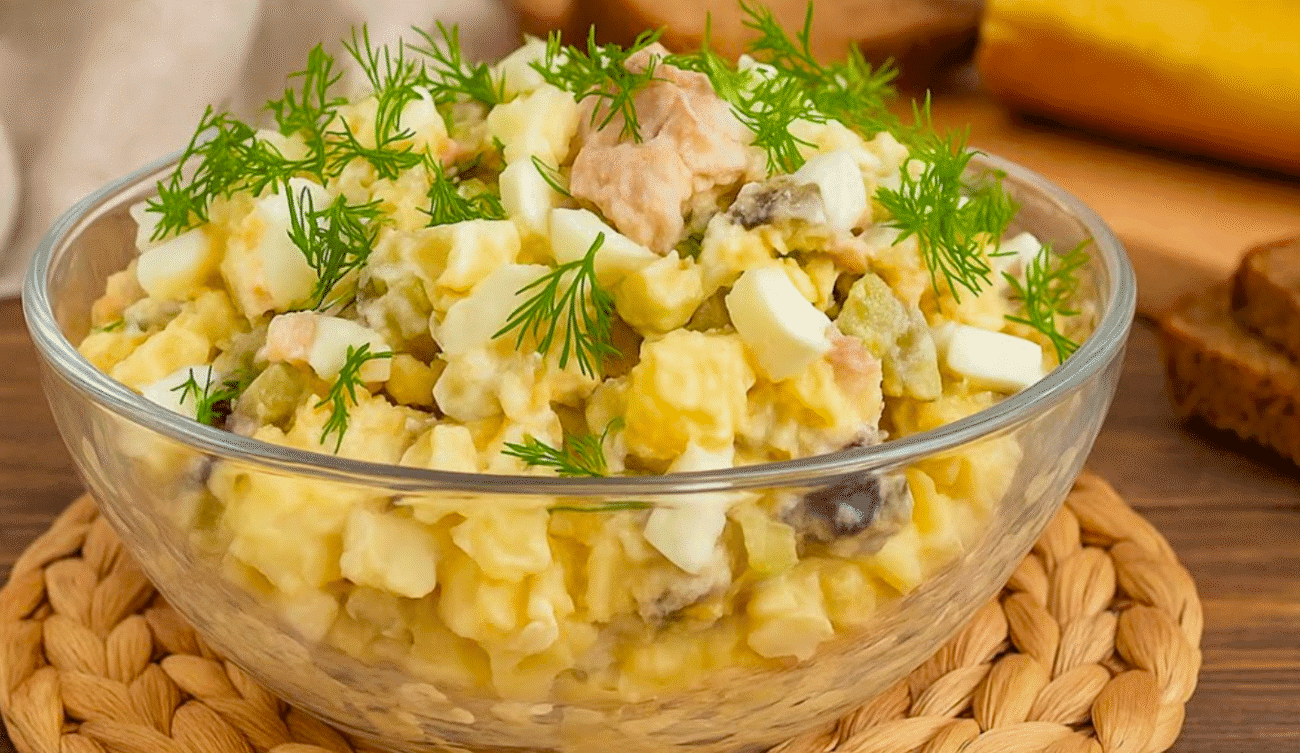 Сільський салат з Скумбрією! Бюджетний, смачний і дуже ситний! "На Ура"!