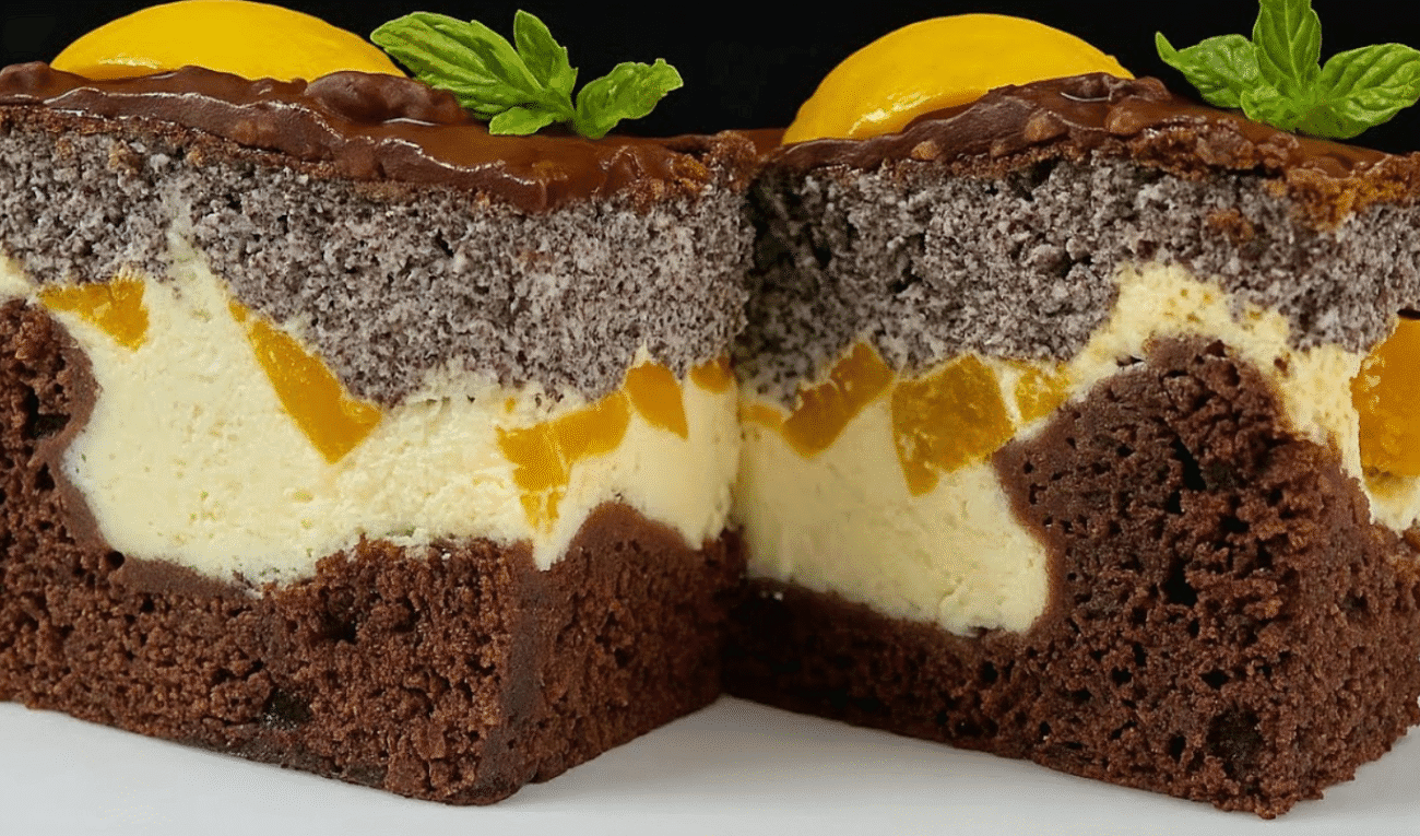 Сирник з маком і персиками - класика, від Лесі Кравецької, яку варто спробувати! Ідеальний осінній сирник