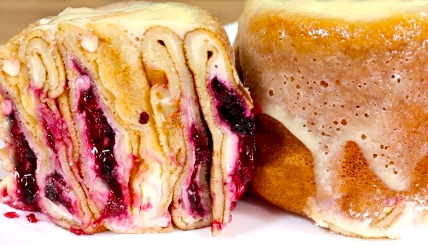 Королівські млинці з подвійною начинкою: 2 млинці в одному рулеті і ніжна сметанна заливка