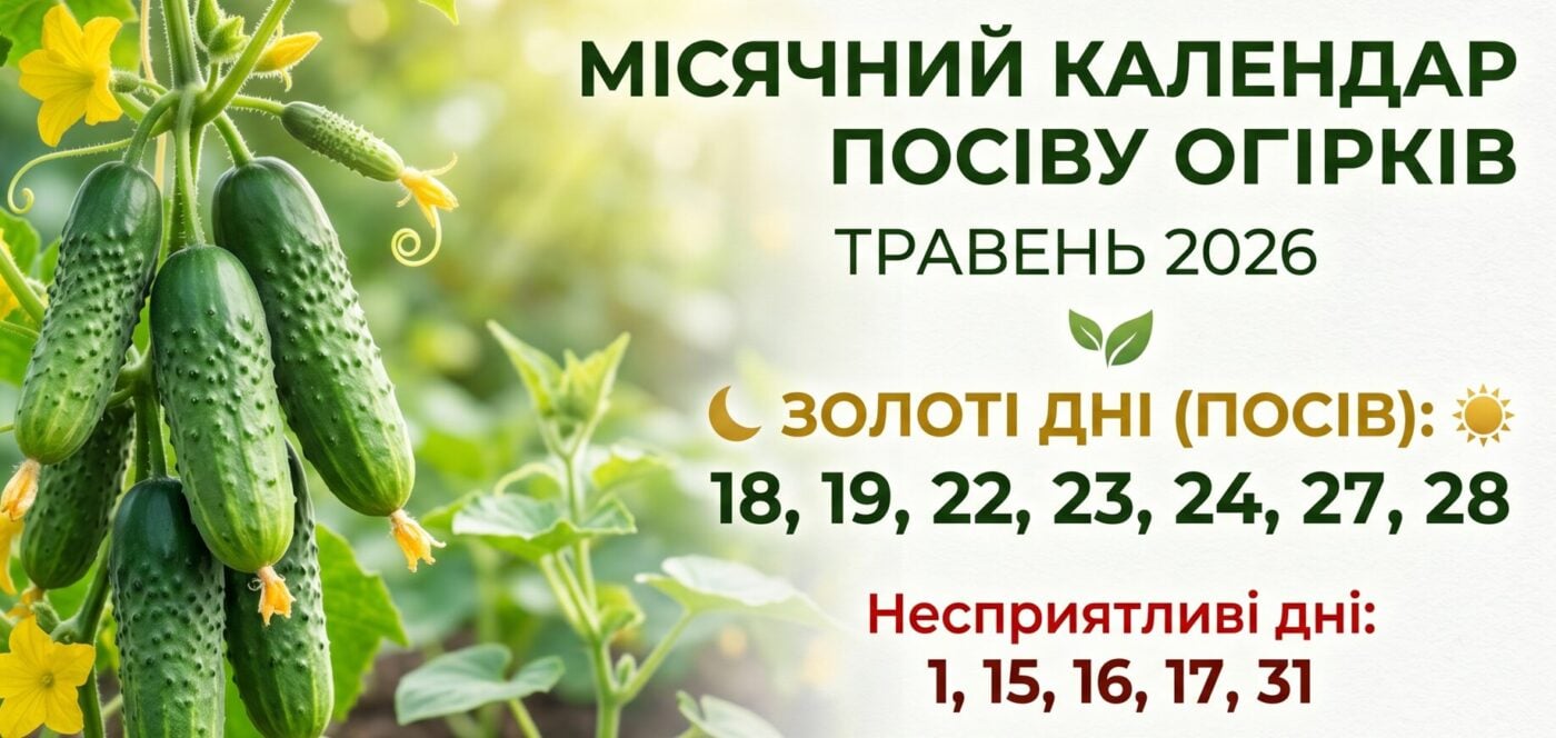 Не губіть врожай! Золоті дні для посіву огірків у травні 2026 року за Місячним календарем