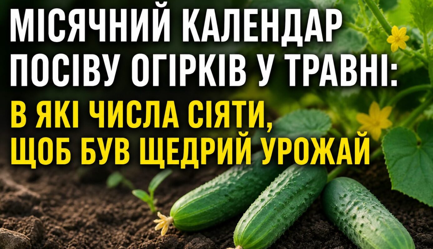 Місячний календар посіву огірків на Травень 2026: коли сіяти, щоб мати щедрий урожай