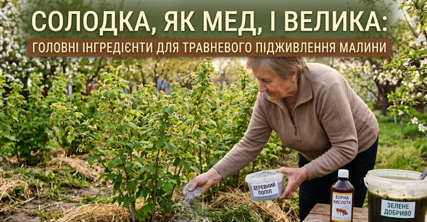 Солодка, як мед, і велика: головні інгредієнти для травневого підживлення малини